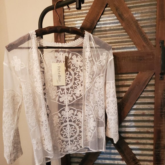 Rebellion Tops - Rebellion Ivory Lace Open Top